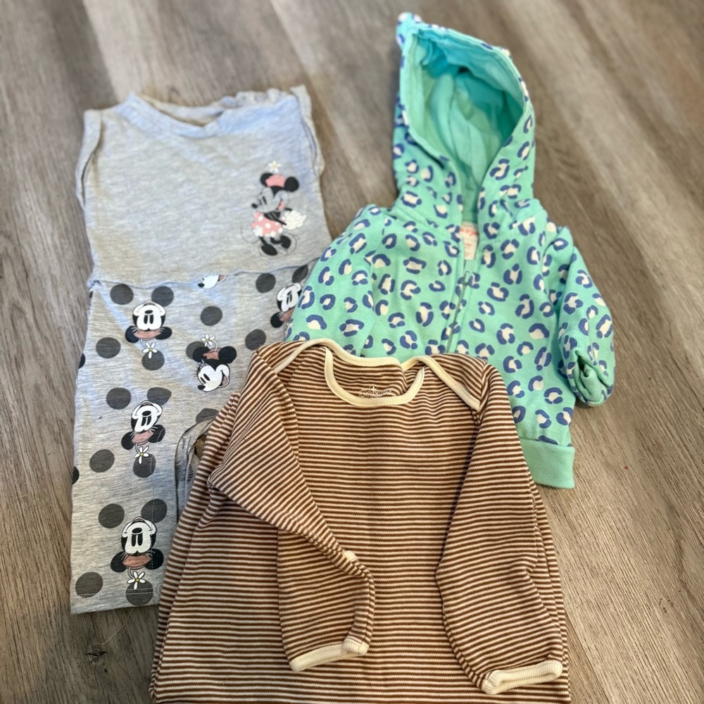 Minnie Mouse Romper Leopard Hoodie Baby Clothing Bundle